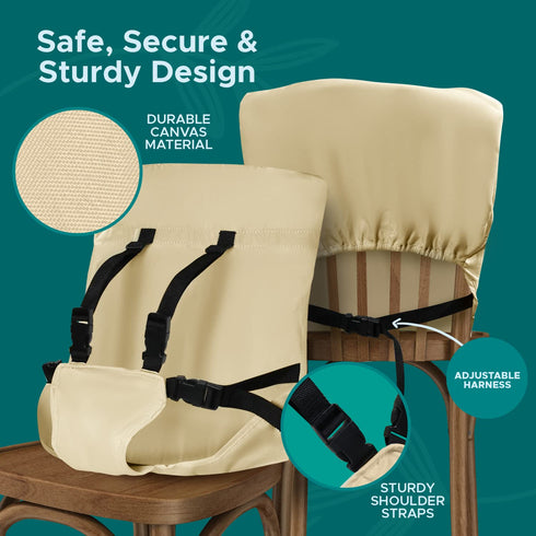 Portable High Chair by Baby Pick- Foldable High Chair for Travel with Adjustable Shoulder Straps- Compact Harness Seat