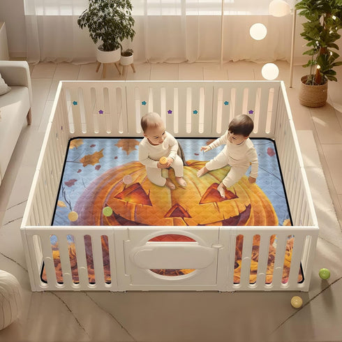 GuoChe Cozy 50'' 50'' Autumn Pumpkin Halloween Harvest Food Soft Thick Baby Activity Play Mat for Indoor Outdoor