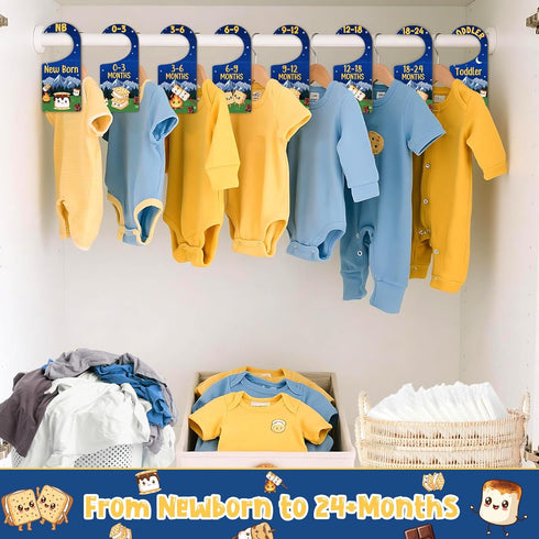 Closet 8PCS, Baby Dividers SMore Themed Wooden Double-Sided Clothes Size Hanger/Organizer from Newborn to Toddler