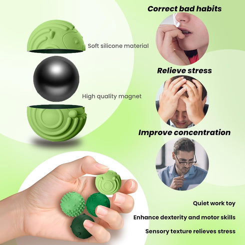 Silicone Magnetic Fidget Balls for Adult, Sensory Ball for Stress Relief, Featuring Textured Surface, for Autism, ADHD