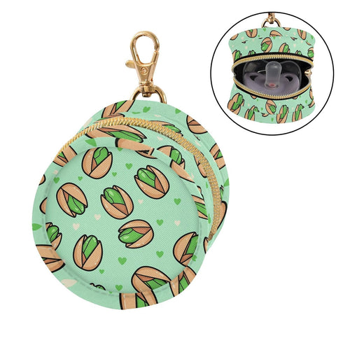 Pistachio Nuts Hearts Baby Pacifier Holder Case with Clip Portable Pacifier Storage Organizer Round Container Pouch Box