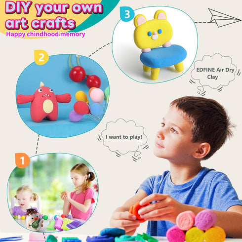 Air Dry Clay Kit - 36 Colors Ultra Light Magic Clay with Tools, Safe and Non-Toxic for Kids