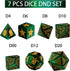 LUCKY-M Turtle DND Dice Set - 7PCS Cat Eye Stone D&D Dice for RPG and MTG Accessories (PC-Green)