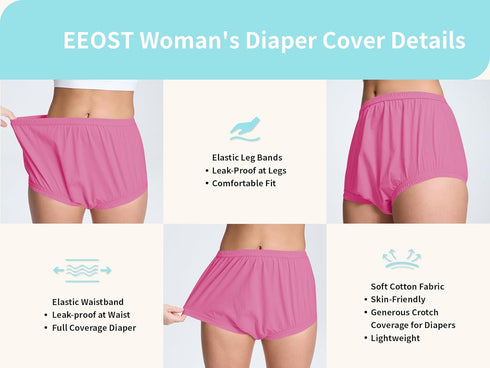 Women's Plastic Pants for Adult Diapers Incontinence Waterproof Cloth Diaper Cover Leakproof Rubber Underwear