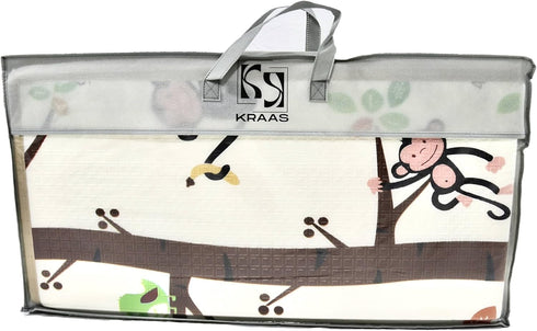 KRAAS Foldable Baby Play Mat, Portable Non-Slip Waterproof Reversible Playmat with Soft Cushioning, Lightweight Design