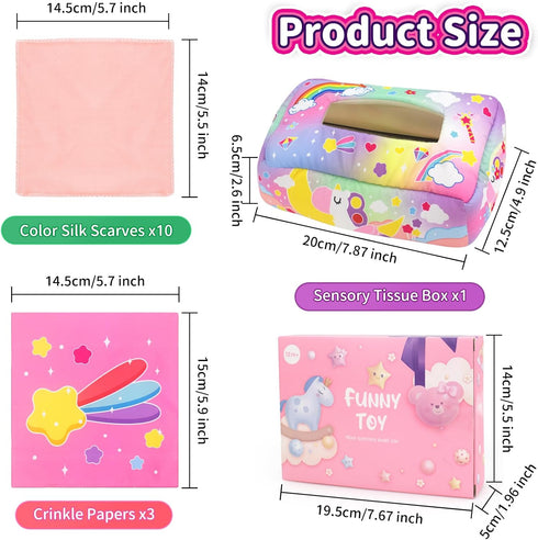 6 12 6 9 12 18 usrela Baby Toys to Months - Tissue Box Toy, Tissue Learning Toys with Alphabet Number Color Sound, Baby
