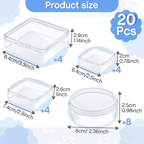 20 Pcs Clear Board Game Tokens Storage Containers Trays, Board Game Storage Containers, Assorted Sizes Storage Boxes Game Components, Plastic Storage Containers with Lids Game Pieces, Dice, Tokens by Taiyin