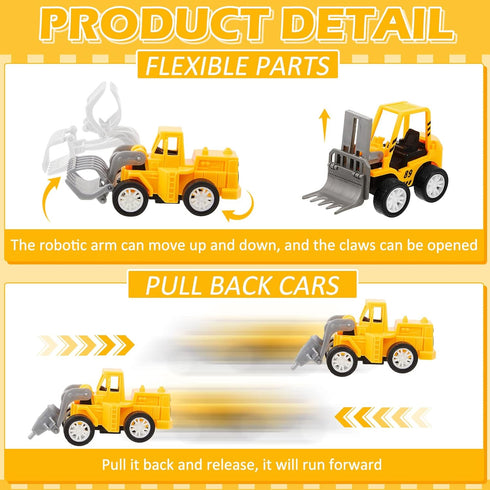 36 Set Set) Sosation Pcs Construction Party Favors Engineering Trucks Small Digger Truck Toys Pull Back Vehicles Mini