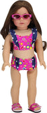 Sophia's 18" Doll 3 pc. Hot Pink Print with Navy Ruffle 2 pc. Swimsuit and Sunglasses