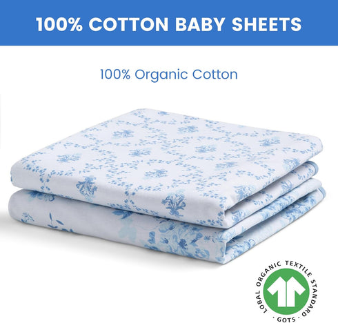 100% 28x52 Inch (Pack 2), Delta Children Fitted Crib Sheets for Girls and Boys - Organic Cotton Crib Sheet for Standard
