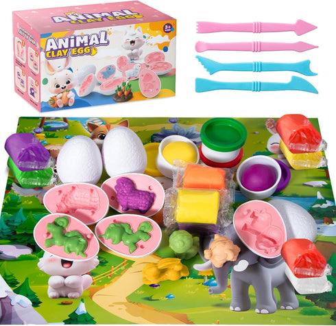 DOLIVE Rabbit Playdough Sets for Kids Ages 3-5, 5 Animal 3D Toys
