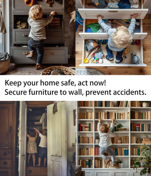 6 Sets Anti Tip Furniture Anchors - Baby Proofing Earthquake Straps, Secure to Wall Anchors for Home Safety