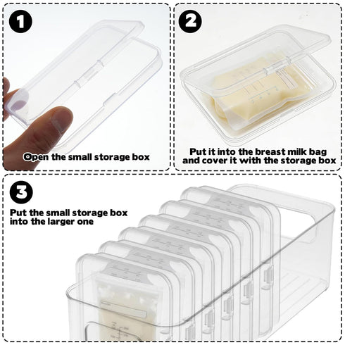 Wopgrty Breastmilk Storage Container, Freezer Flattener Kit, Breastmilk Storage Container, Plastic Storage Bins