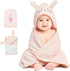 CuddleBug Premium Hooded Baby Bath Towel & Washcloth Set (Bear) - 100%