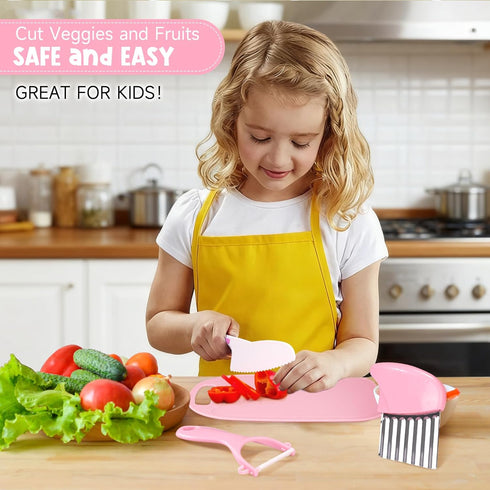 Set, Set 3 4 5 6 7 8 Suhctuptx Toddler Knife Kids Knife for Real Cooking, Kid Safe Knives with Cutting Board Crinkle