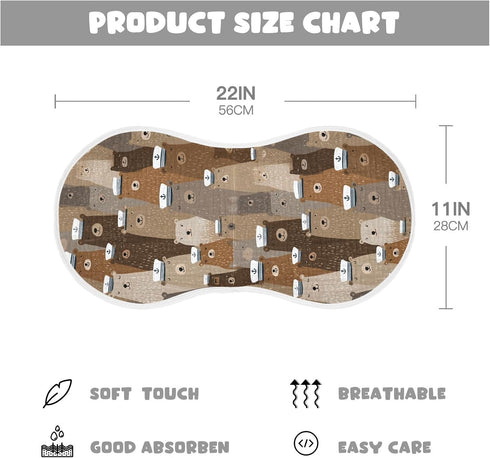 decor gift 4 Pack 22x11in Cotton Neutral Burp Cloths Easy Care Naughty Ocean Brown Bear Milk Spit Up Cloth for Gender
