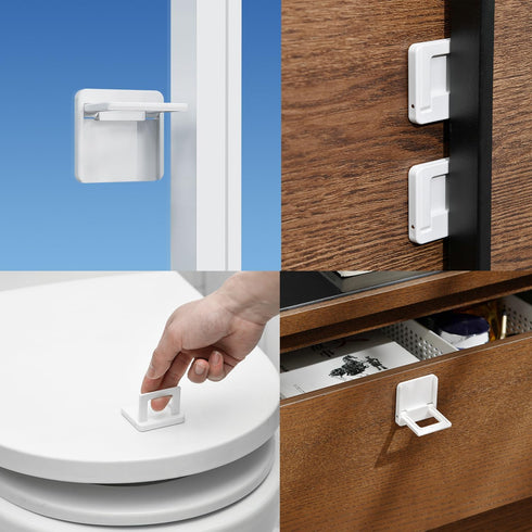 2 Pack Foldable Sliding Door Lock Handle, Sticky Safety Non Punching Grip Sticker for Closet, Window, Glass Doors