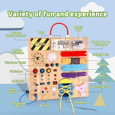 Toddler Busy Board | Montessori Toys for 1-3 Year Old Boys | Sensory Travel Learning Activities Gift