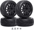 4-Pack HobbyPark RC Car Tires & Wheels, 12mm Hex Drive Hub with Foam Inserts for 1/10 Touring Car