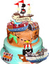 Sailboat Set Pirate Ship Cake Topper Nautical Model Decoration Gold Coins and Pirate Gems Pirate Treasure Chest Compass