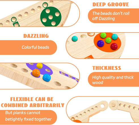 2-8 Solid Wood Marbles and Jokers Board Game: Versatile Family Entertainment for Players, Featuring Interlocking Game