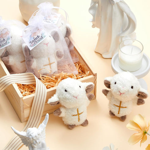 Shappy Mini Plush Lambs Jesus Plush Toys, 12 Pcs Lamb of God Stuffed Animal Gifts for First Communion
