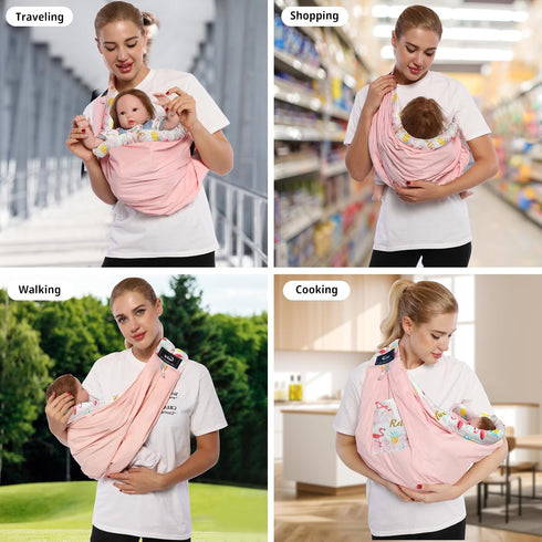 Baby Carrier by Cuby, Natural Cotton Baby Wraps Sling Baby Holder Extra Comfortable for Easy Wearing Carrying