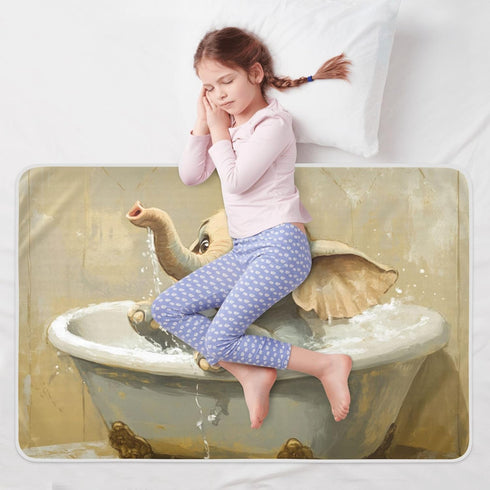 Yoogain 52" 34" Art Elephant Vintage Bathtub Toddler Water Resistant Bed Wetting Pad Leakproof Quick Drying Bed Liners
