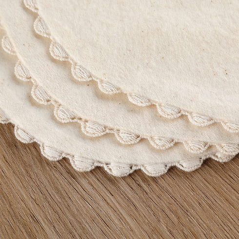 GZMM Baby Bib for Girls, Reversible Waterproof Handmade Natural Cotton Drool Bib 2 Pack (off-white, 0-12 months)