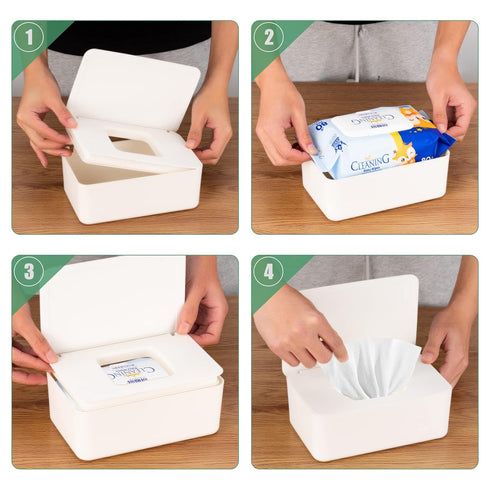 wenvastree Baby Wipes Dispenser, Wipe Holder for Baby & Adult,Keeps Wet Tissue Fresh, Non-Slip Wipes Case, Flushable