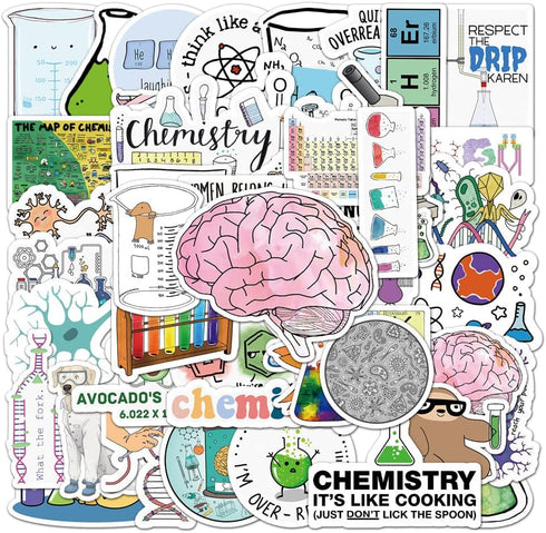 50PCS Chemical Laboratory Equations Stickers for DIY Laptops, Stationery, Phone Case, Skateboard Gifts