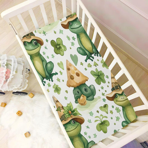 Haskirky 27 39 inches Cute Frogs Baby Crib Sheets for Boys Girls Soft Breathable Elasticity Fitted Unisex Crib Sheet
