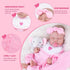 7 Set 17-22 Inch Aori Pcs Reborn Baby Dolls Clothes with Pink Bassinet for Baby Doll, Carrier Bed and Baby Doll Clothes