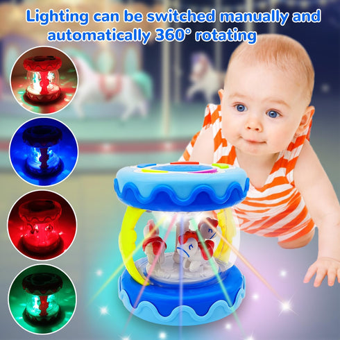 LDRYWW 2 3+ Baby Girl Toys Hand Drum Baby Rotating Musical Light Up Sensory Activity Crawling Toys Year Old Infant