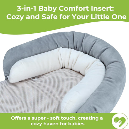 COOLBEBE 3-in-1 Set Upgraded Babybody Support & Strap Covers for Newborn Infant - Extra Soft Car Seat Insert Cushion