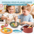 3 4 5 6 Wooden Play Kitchen Accessories - Pretend Play Food for Toddlers with Dishes Pots & Pans for Year Old, Cutting