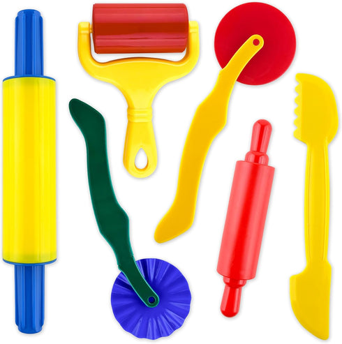 Clay and Dough Tools 6 Pieces Basic Dough Tool Set for Kids,