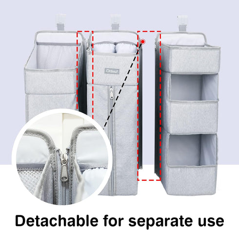 Orzbow 3-in-1 Hanging Diaper Organization Storage for Baby Essentials, Nursery Organizer and Baby Diaper Caddy, Light