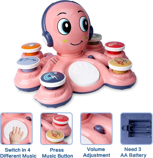 Baby Musical Toys for Toddlers, Octopus Music Instruments, Preschooler Educational Birthday Gifts for Boys Girls
