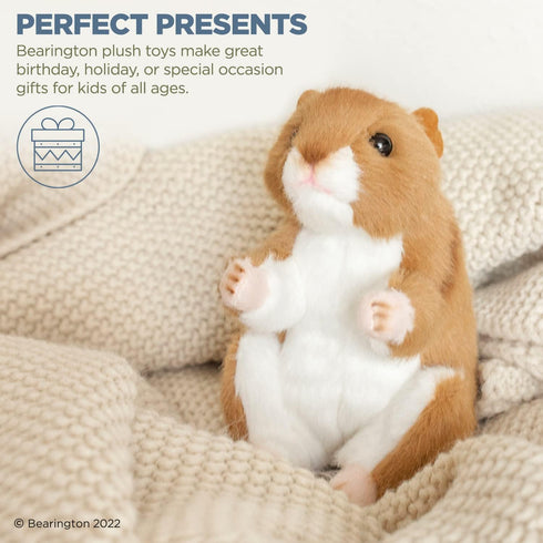 Bearington Collection Cheeks Stuffed Hamster, 6” Plush Toy, Ultra-Soft, Gift for Animal Lovers