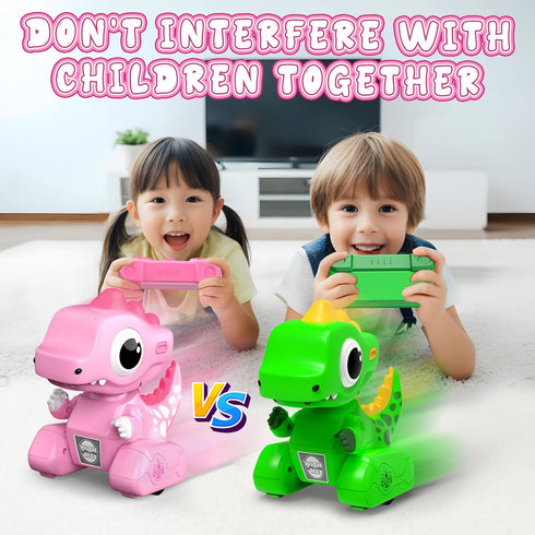 2.4GHZ 3-5, Remote Control Car, Remote Control Pink Dinosaur Toys for Kids Recording and Repeating LED Lights Eyes