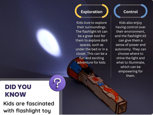 DIY Wooden Flashlight STEM Kit for Kids Aged 6-10, Battery-Operated Educational Science Experiment Kit