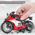 Pull Back Motorcycle Model - 1:12 Scale Toy Motorcycle with Light and Music Gift for Children (Red) Boys and Girls