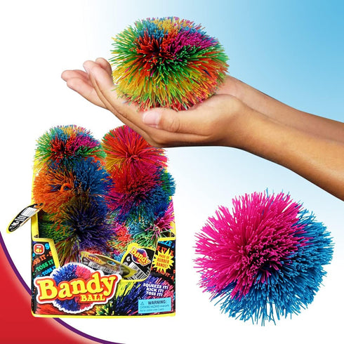 JA-RU Bandy Ball, 3" Fidget Ball with String & Spike, Random Color, Stress Relief Sensory Toy for Kids & Adults