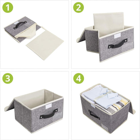 4 Pack closet, Storage Boxes with Lids Foldable Decorative Fabric Storage Bins for Jane's Home Compact Toy Storage