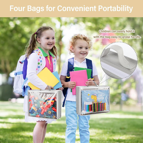4 Closet Woodoulogy Hanging Toy Storage over Door, Block Stuffed Animal Organizer Idea with Removable Case Bag, Bi-Fold