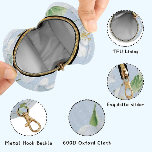 PYBUG Flower Round Pacifier Storage Case, Polyester & TPU Lined with Hook Buckle, Pacifier Container Box for Baby