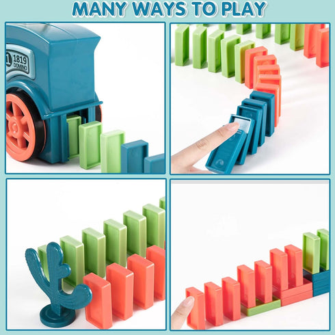 200 Set, 3+ 3 4 5 6 PCS Domino Train Toys Automatic Dominos Building and Stacking Creative Game for Year Old, Electric