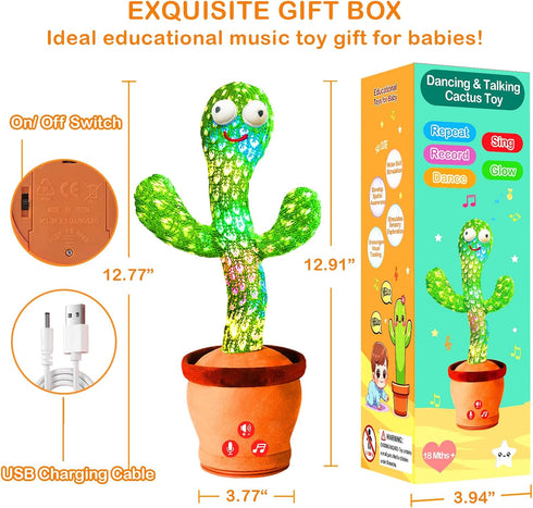 18 51 1 Rechargeable Dancing Talking Cactus Toy Mimics back, Singing Cactus Baby Toy, Educational Baby Toys months+ w/