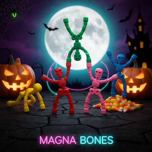5-Pack 6-12 MAGMEN MagnaBones Magnetic Skeleton Action Figures - Poseable Fidget Toy for Kids Ages & Adults - STEM